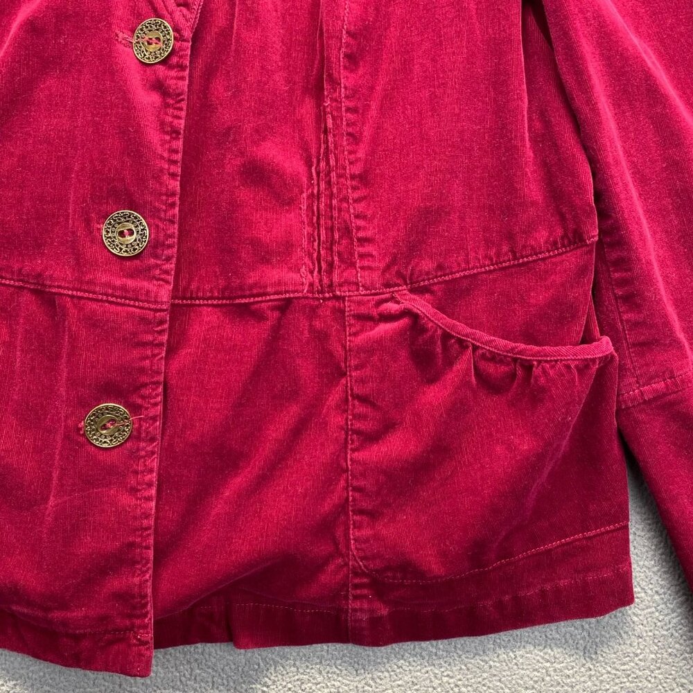Lane Bryant Blazer Women Size 22 Red Suit Jacket 3‎ Buttons Velvet Corduroy - Picture 11 of 11